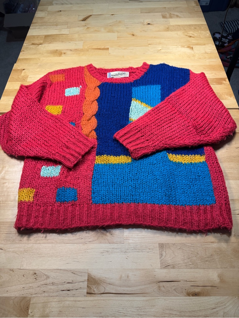 Vintage Diane Von Furstenberg colorblock knit boxy sweater